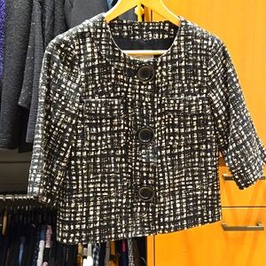 MICHAEL Michael Kors 3/4 Sleeve Black/Tan Snap Front Blazer /Jacket Size Small